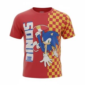 Sega Boys Red Sonic The Hedgehog Graphic Print T-shirt EUC Size 6